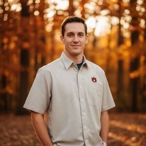 Cutter & Buck M Auburn Tigers Tan White Gingham Short Sleeve Button Down Shirt